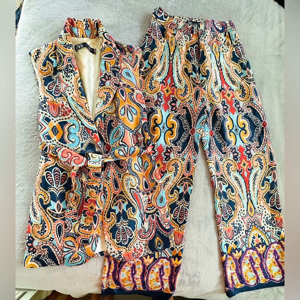 Zara Womens Multicolor Vest and Pants Trousers Set Size S
